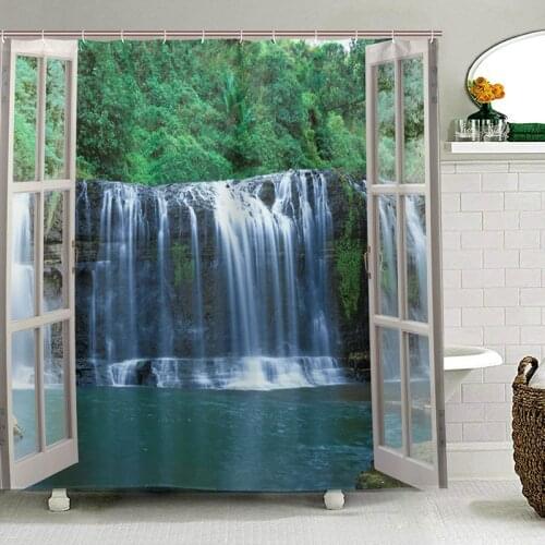 3D Print Shower Curtain Tolofofo Falls Paradise Curtains for Bathroom Waterproof Landscape Waterfall Bath Curtain