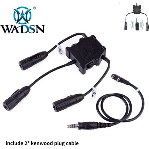 WADSN Airsoft R.3 U series dual PTT Tactical Headset Accessories Connector connection two Kenwood Version walkie-talkie ptt Z127