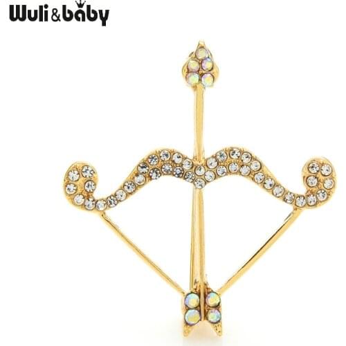 Wuli&baby Rhinestone Bow And Arrow Brooches Women Unisex Party Casual Brooch Pins Gifts