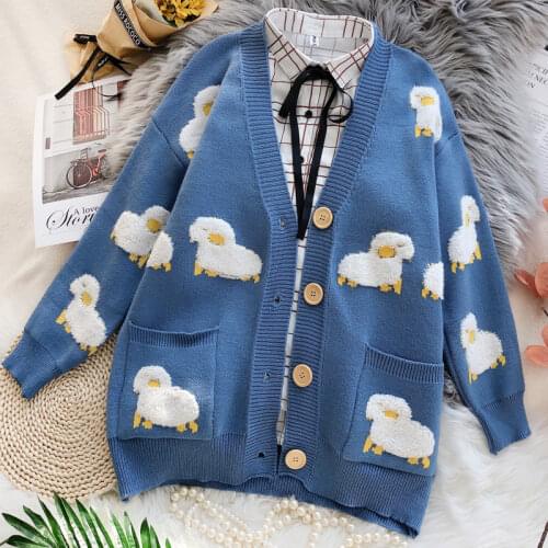 Japanese Heavy Industry Ladies Cardigan Sweater Autumn and Winter 2021 New Loose Long-sleeved Lazy Fashion Knitted Jacket
