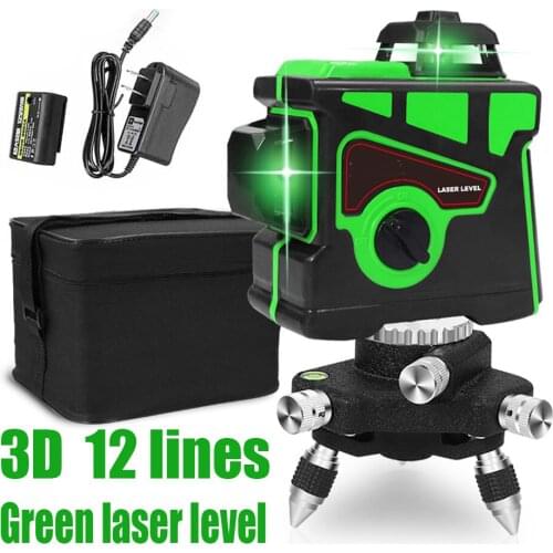 Green Laser Level 12 Lines 3D Level Self-Leveling 360 Horizontal And Vertical Cross Super Powerful Green Laser Level