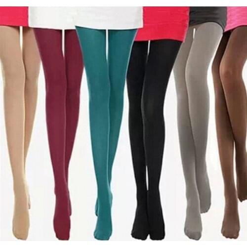 CUHAKCI Women Pantyhose Elastic 120D Pantyhose Tight Woman Velvet Candy Color Black Skin Multicolour Tights