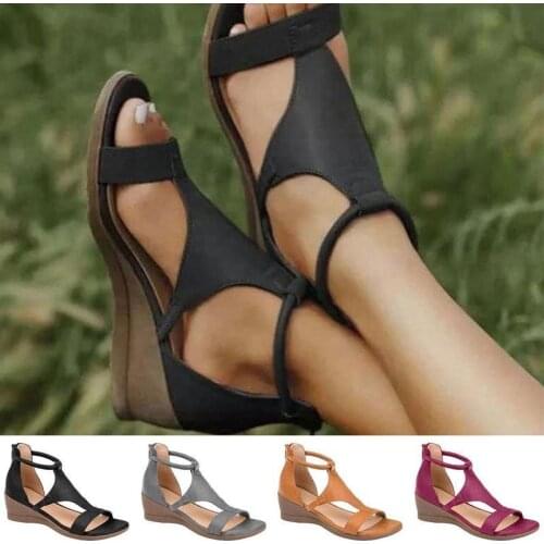 Womens Sandals Rubber Sole Casual Thick Fashion Lightweight High Summer New Flat Ladies Buckle Sandals Leather Sandals R8W7