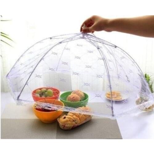 Food Protection Umbrella Tulle Apparatus White 60 Cm powder blocker storage bracket food fly screen food tent