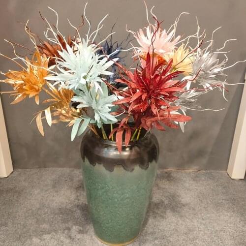 1pc Simulation Coriander Single Branch Flame Lotus Flower Plastic Dragon Whisker Flower Wedding Arrangement Flower