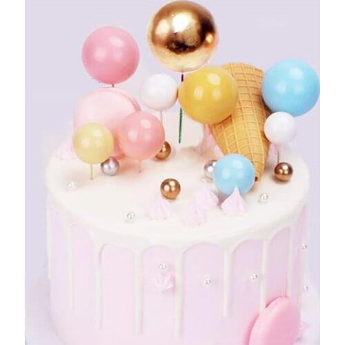10pcs/Pack 2-4cm Ball Cake Topper Creative Cupcake Insert Card Flags For Baby Shower Birthday Party Cake Decoration