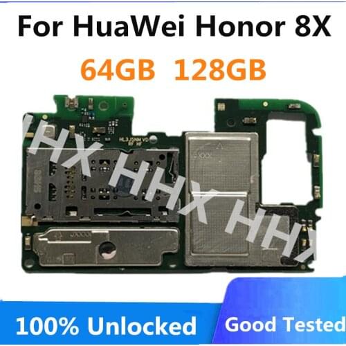Factory Unlocked For Huawei Honor 8X Motherboard Original Logic Board Mainboard With Android System with full chips 64GB 128GB