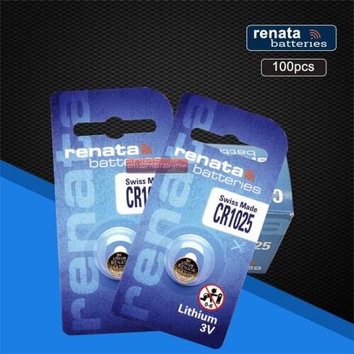 100pack Renata CR1025 3V 30mAh Lithium Button Cell Coin Batteries 100% Original Brand Battery