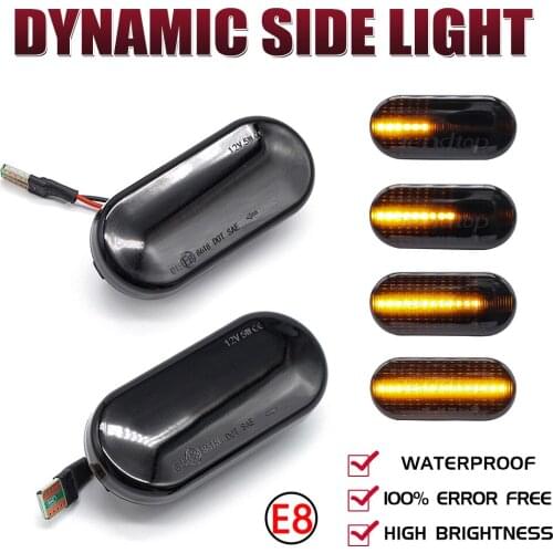 2 Pieces For Volkswagen VW Bora Golf 3 4 Passat 3BG Polo SB6 SEAT Ibiza Smoked Dynamic Flowing LED Side Marker Turn Signal Light