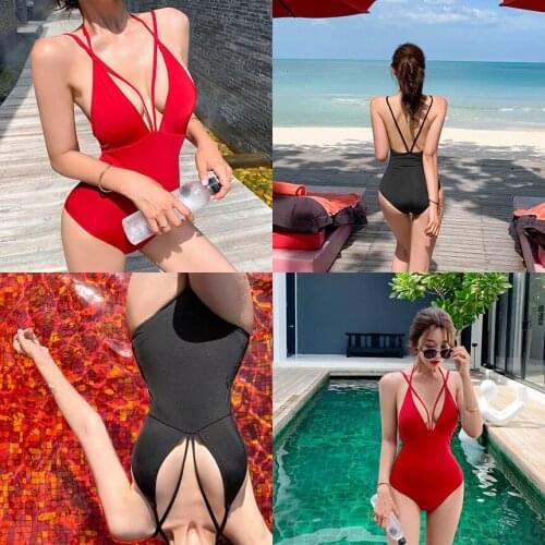 2021 One-piece simple size thin breasts and belly hot spring vacation swimsuit women