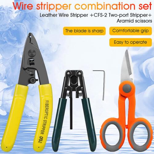 3 packs Fiber Optic Tool Kit Kevlar Scissors Double Hole Pliers Stripper and Fiber Optic Stripper CFS-2