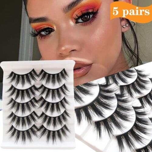 5 pairs of 5D false eyelashes natural soft eyelash makeup eyelashes thick false eyelashes eyelash extension make up eyelash tool