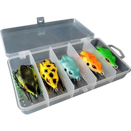 5 Pcs 3D Large Frog Topwater Fishing Lure Crankbait Hooks Bass Bait Tackle Tool Fishing Accessories