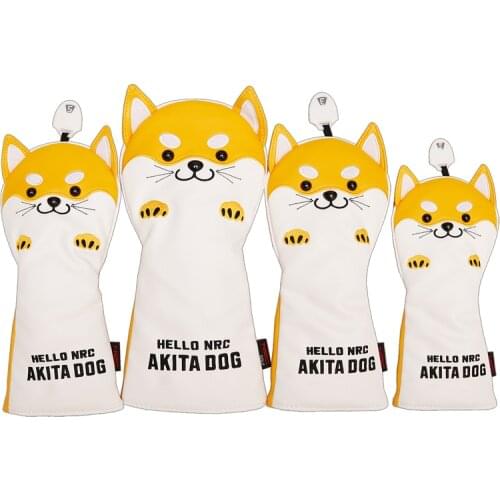 Akit Dog Golf Driver Head Cover Cartoon Animal #1 #3 #5 #7 Woods PU Leather HeadCover Mallet Putter Dustproof Covers