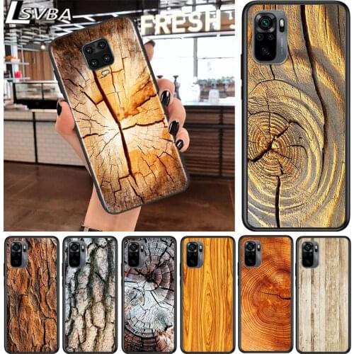 Texture Wood for Xiaomi Redmi Note 10 10S 9 9T 9S 9Pro Max 8T 8Pro 8 7 6 5 Pro 5A 4X 4 Soft Black Phone Case