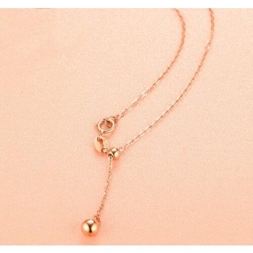 Pure 18K Rose Gold Necklace Chain Women AU750 Gold O Link Chain Necklace