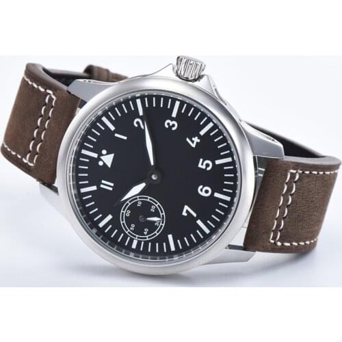 CORGEUT Luxury Mens Watch Manual Winding Mechanical Seagull ST3600 Movement Sterile Black Dial Luminous 316L Top Brand Pilot