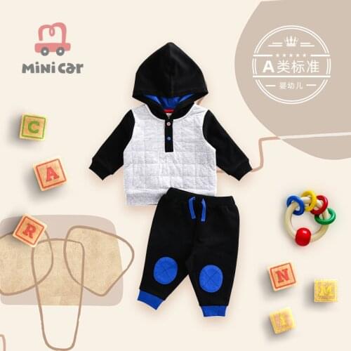 Car childrens wear childrens spring and autumn hat suit childrens two piece suit fashion coat sport