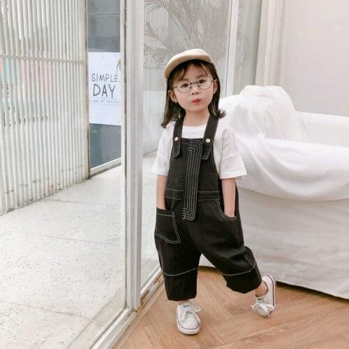 Childrens Overalls Baby Girl Solid Suspender Denim Pants 2019 New Fashion Kids Casual Loose Trousers Girls Pants Boys Overalls
