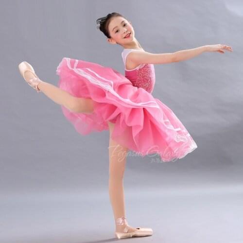 H2665 Children Ballet Dance Costume Girls Tutu Dress Professional Performance Stage Competition Pompon Dresses Dancing Wear