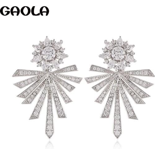 GAOLA Women Jewelry Cubic Zirconia Flower Stud Earrings Christmas Gift GLE9208
