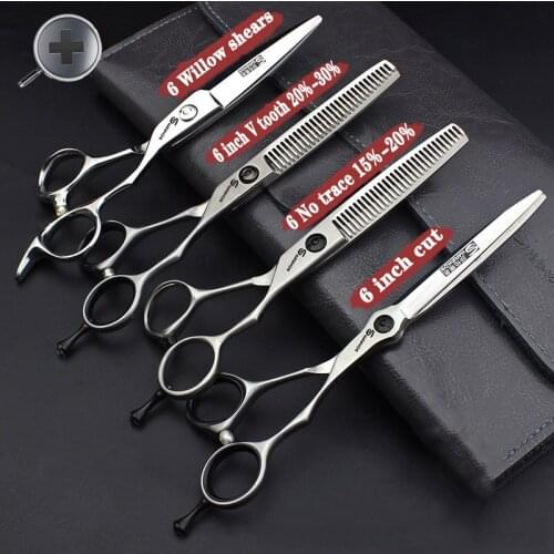 Salon cutting tools 6inch barber hairdresser scissors tools professional style scissors anti-slip wear-resistant logo free fine