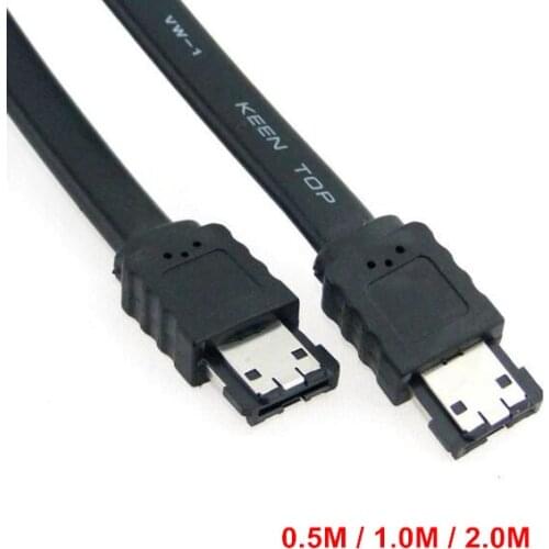 3Gbps Black 2ft 3ft 6FT eSATA to eSATA 7-pin Shielded male to male External Hard Disk connecting Cable 50cm 0.5m 1m 2m