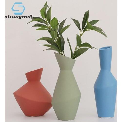 Strongwell Nordic Ceramic Flower Vase Creative Crafts Home Decoration Vases Living Room Display Ornament Wedding Gifts