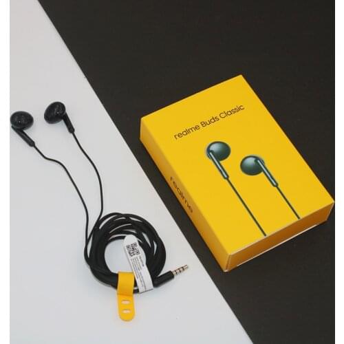 Realme Buds Classic Earphones 3.5mm Wired Earbuds Half In-Ear Built-in Mic 14.2mm Large Driver Headset Remote and Microphone