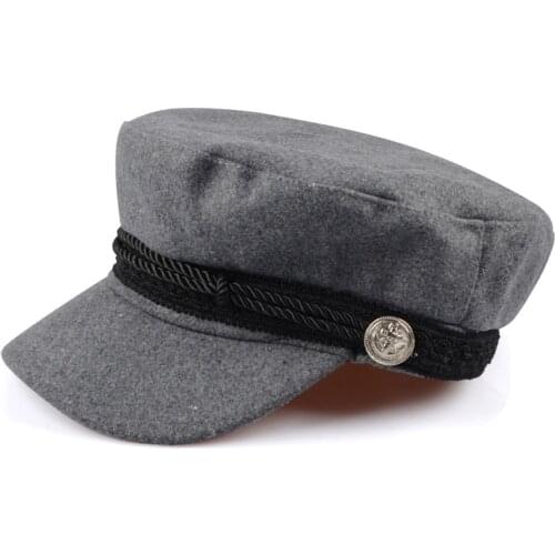 Classic Vintage Flat Top Mens Washed Caps And Hat Adjustable Fitted Thicker Cap Winter Warm Military Hats For Men