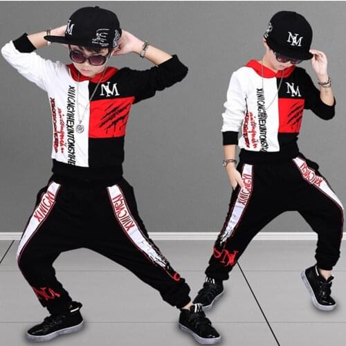 Boy Clothing Set High Qulity Cotton Kids Clothes Letter Hooded Suit For Boy Infant Long Sleeve 3-14Years Spring Boys Sportswear