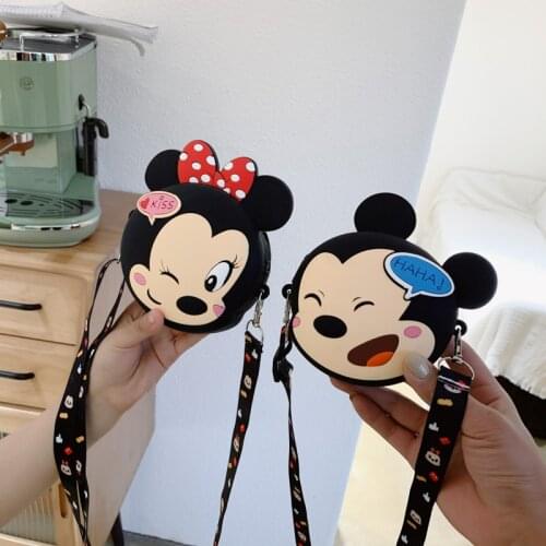 Hot Online Childrens Silicone Zero Wallet Baby Cartoon Cute Straddle Bag Disney Mickey Girls' One Shoulder Decorative Bag