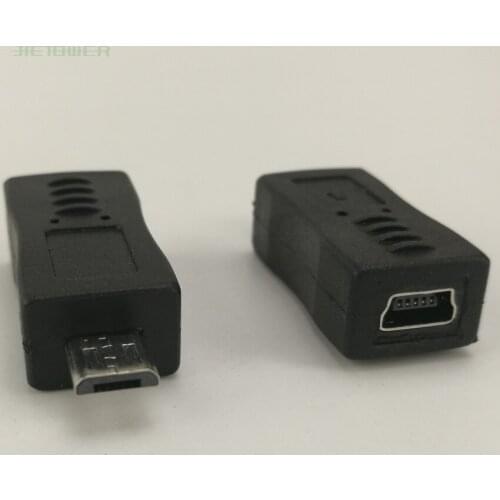 Micro usb male to USB MINI 5pin T port Female connector for mobile phone adapter 300pcs/lot