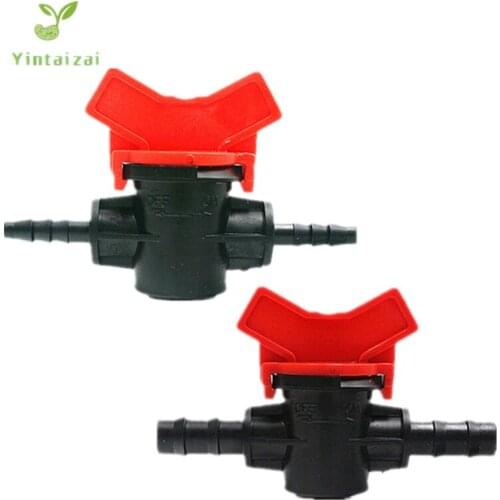 20PCS 1/4" 3/8" Mini Valve Garden Switch For Microtubing (7 x 4mm) Garden Irrigation Water Hose Connectors Drip Fittings