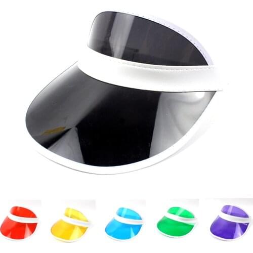 Fashion Casual Plastic PVC Summer Sun Hat Visor for Women Men Empty Top Sunshade Caps Unisex Sport Snapback Wide Brim Anti-UV