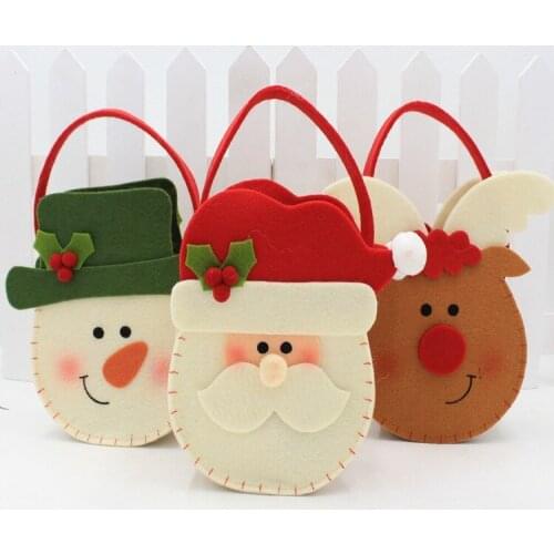 Fashion Cloth Christmas Gift Bag Holder Candy Bag Snowman ElK Santa Claus Designs Party Supplies 10pcs/lot DEC326