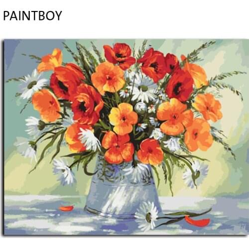 No Frame Colorful Flowers DIY Oil Painting Painting By Numbers Acrylic Paint On Canvas Home Decor For Living Room 40*50cm GX4403