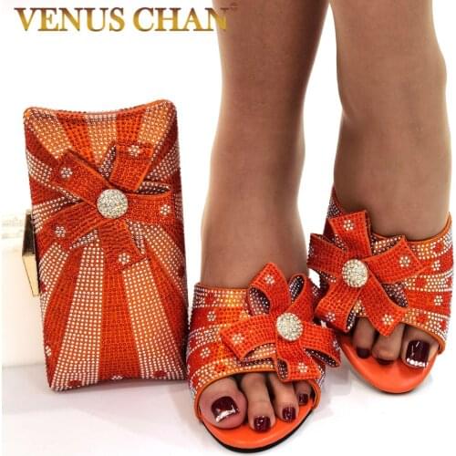 New Arrival Women Matching Shoes and Bag Set Decorated with Rhinestone Pump Heels Wedding Shoes Bride Ladies Shoes and Sandals