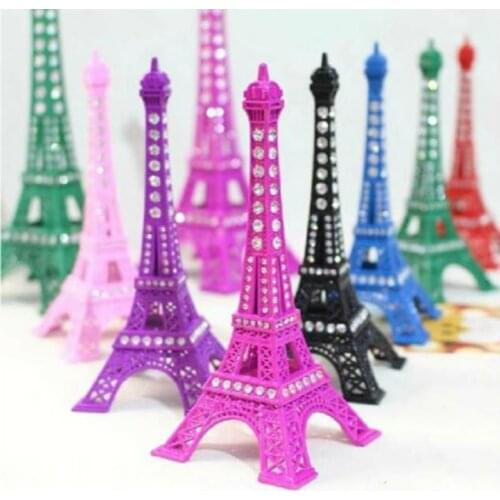 Assorted Color Rhinestone Paris Eiffel Tower Sculpture Vintage Model Home Decors (7inch)