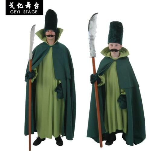 Deluxe City Guard Costume Green Cloak Kids Adult Halloween Fairy Tale Performance Party Cosplay Boys Fancy Party Dress Outfit
