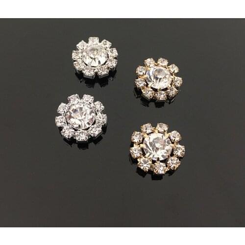 SEA MEW 10 PCS 16mm Metal Alloy KC Gold Silver color Crystal Rhinestone Flowers Connectors Charm For Jewelry Making Accessories