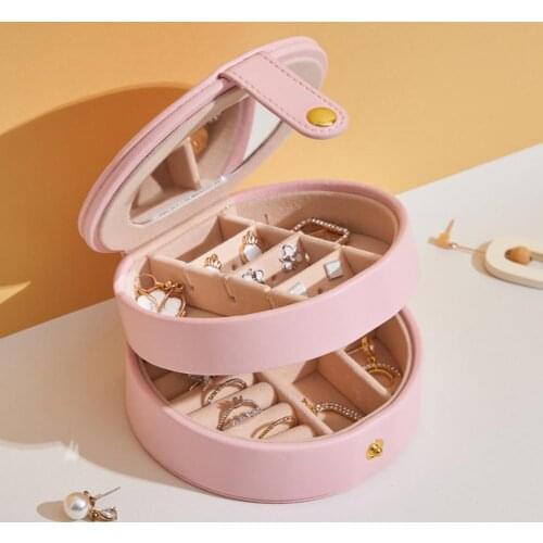 Large Capacity Jewelry Box Double Layer Classification Storage Faux Leather Earrings Rings Jewelries Display Case Jewelry Box