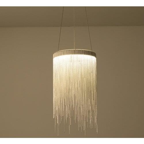 Modern Loft Aluminum Chain Led Chandelier Nordic Tassel Chain Bedroom Diningroom Cafe Aisle Decor Light Fixtures