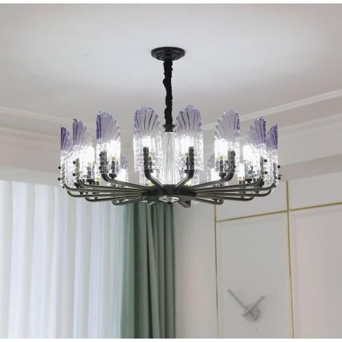 Modern Crystal Luxury Villa Living Room Hotel Bedroom Dining Room Purple Glass Led Chandelier Christmas Decorations for Home