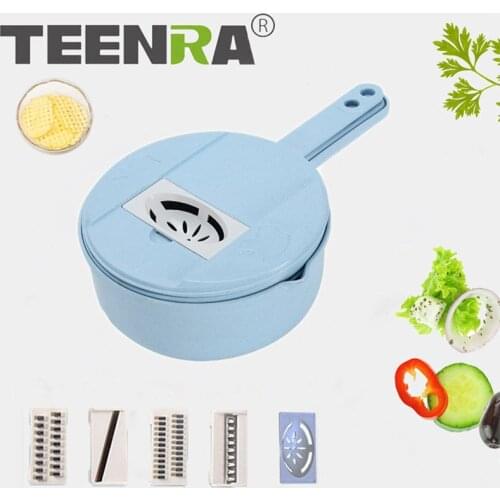 TEENRA Multifunctional Vegetable Slicer Cutter Mandoline Slicer Potato Carrot Grater Manual Vegetable Chopper Shredder 4 Badles