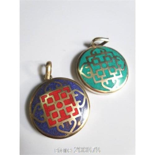 TBP743 Tibetan White Metal Copper Endless Knots Lucky Knot Amulet Pendant wholesale Tibet Amulets