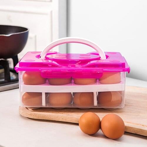 24 Grids Convenient Egg Food Storage Box Refrigerator Anti-Collision Tray Container Supplies Cases Kitchen Accessories
