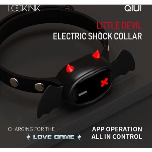QIUI Little Devil Collar APP Remote Control Restraint BDSM Neck Electric Shock Collars Adult Game Sex Toys For Women Men Couples