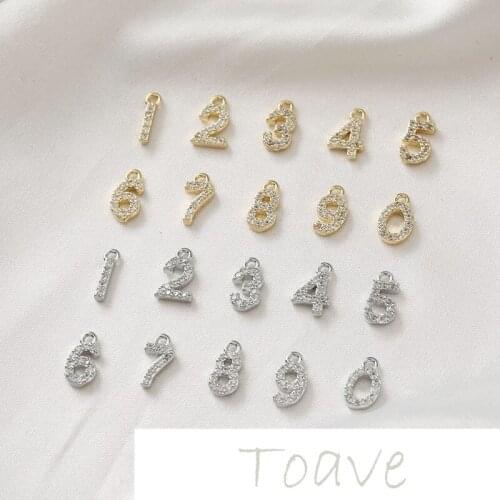 14K gold-clad 0-9 digital compact copper inlaid zircon pendant diy bracelet necklace earrings accessories