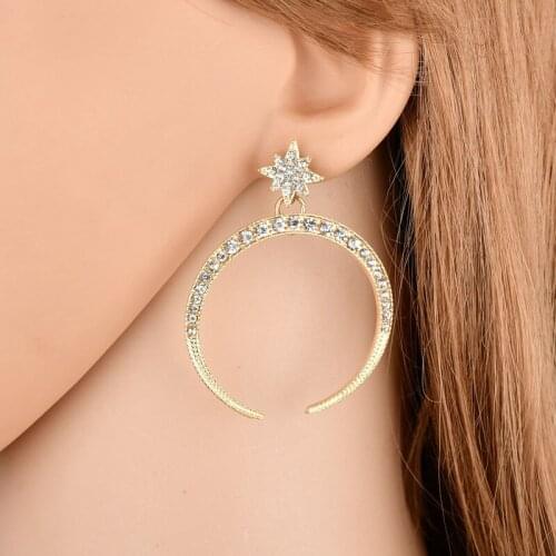 2020 Women Earrings Fashion Jewelry Star Shape Stud Earrings Crescent Big Party Wear Classic Earrings for Women